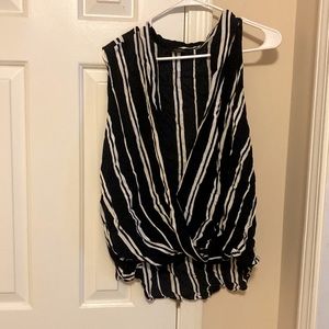 Ann Taylor Factory crisscross bottom blouse tank navy and white stripes Xl